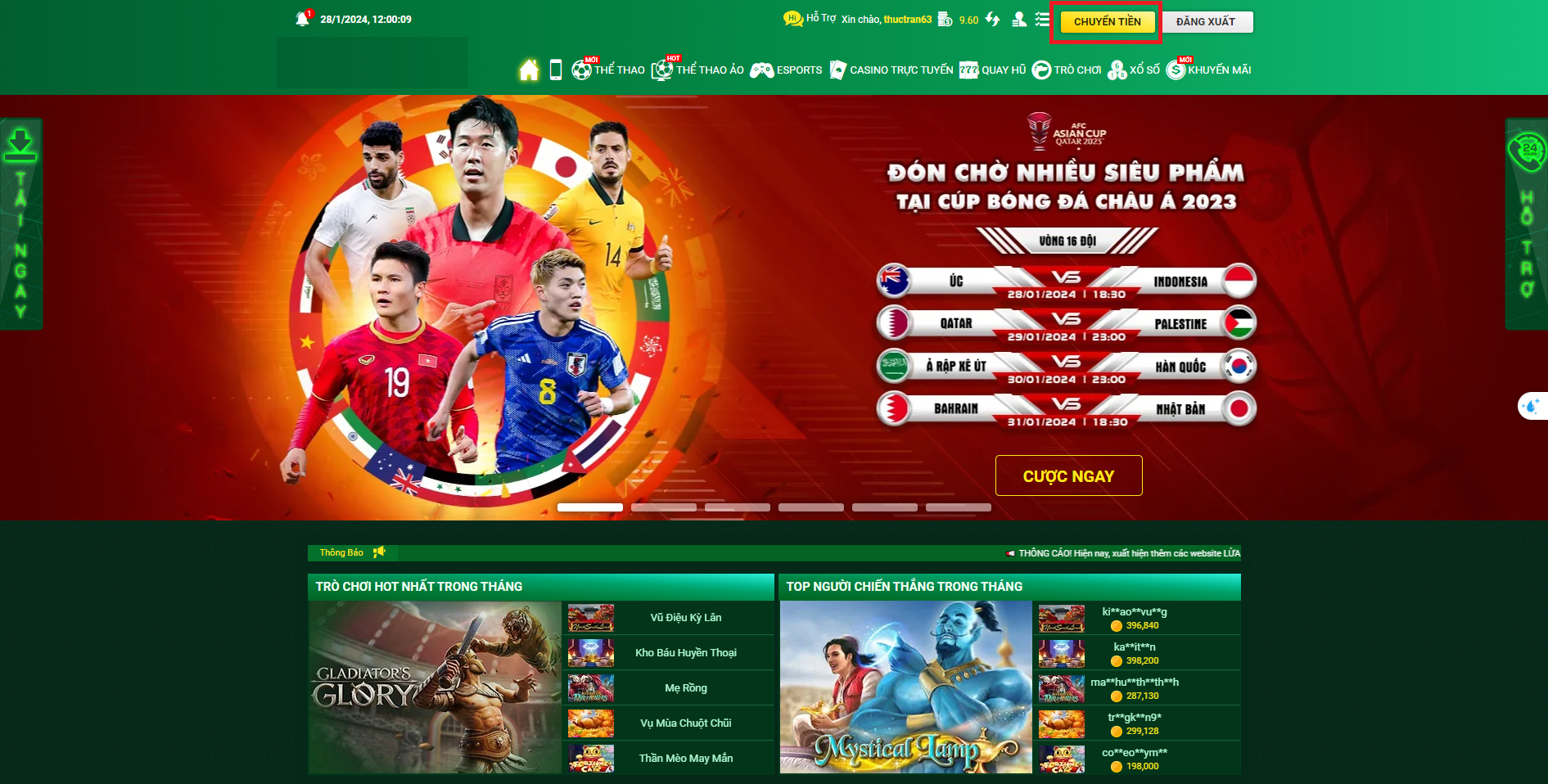 Hướng dẫn gửi tiền vào casino FB88