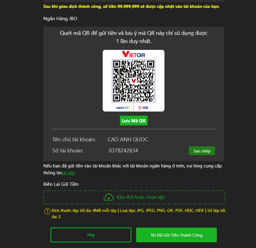 Hướng dẫn gửi tiền từng bước đơn giản