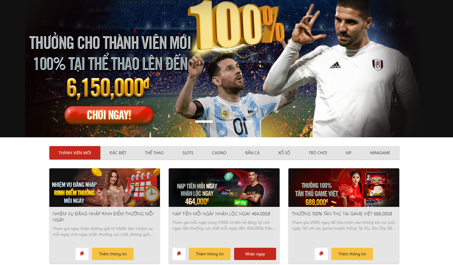 Tiền thưởng dành cho mọi người chơi Việt Nam tại VN88
