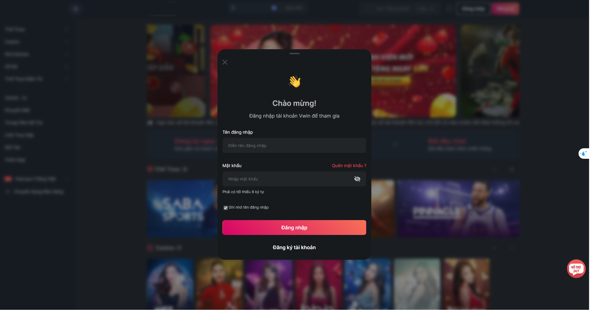 Đăng nhập nhanh chóng và dễ dàng vào tài khoản V Win của bạn