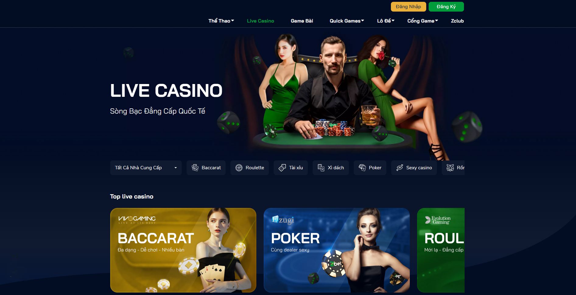 Sòng bạc trực tiếp với người chia bài thực sự dành cho tất cả người chơi ZBet Việt Nam
